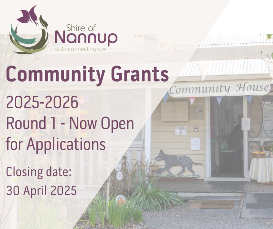 Photo: The Shire of Nannup Community Grants Program for 2025-2026 is NOW OPEN!