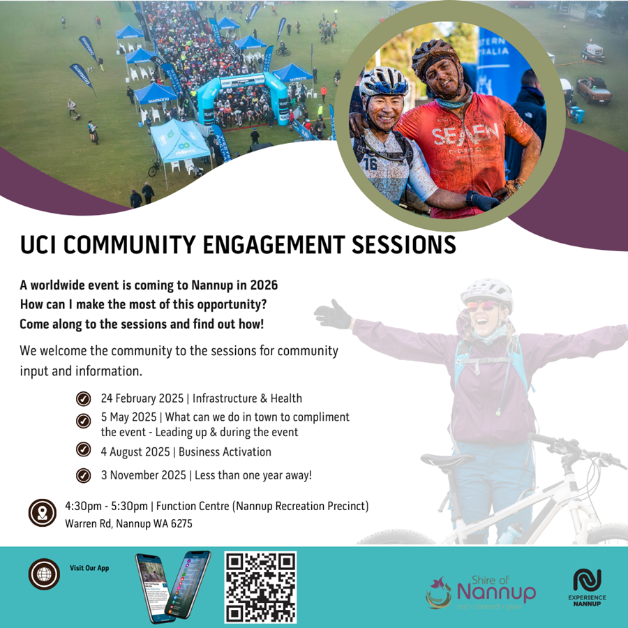 Photo: UCI 2026 Community Meeting, Monday 24 February, 4:30 - 5:30pm Function Centre in Recreation Centre Precinct